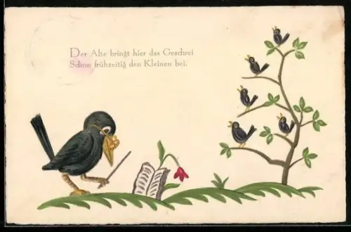 AK Rabe unterrichtet Rabenkinder, vermenschlichte Tiere