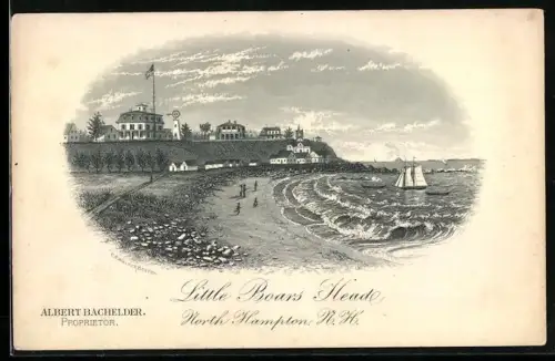 Künstler-AK North Hampton, NH, Little Boars Head, Küstenpartie