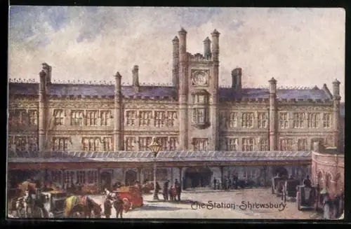 Künstler-AK Shrewsbury, The Station, Bahnhof
