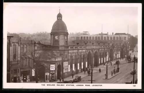 AK Leicester, The Midland Railway Station, Bahnhof