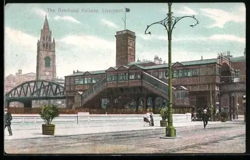 AK Liverpool, The Overhead Railway, Bahnhof