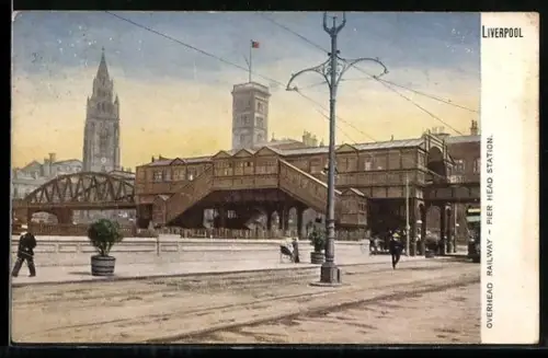 AK Liverpool, Overhead Railway, Pier Head Station, Bahnhof