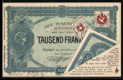 AK Basel, Banknote 1000 Franken