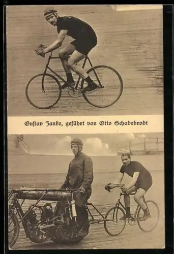 AK Gustav Janke geführt von Otto Schadebrodt, Steherrennen