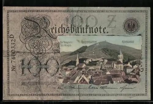 AK Rappoirsweiler /Vogesen, Ortsansicht im Geldscheinpassepartout