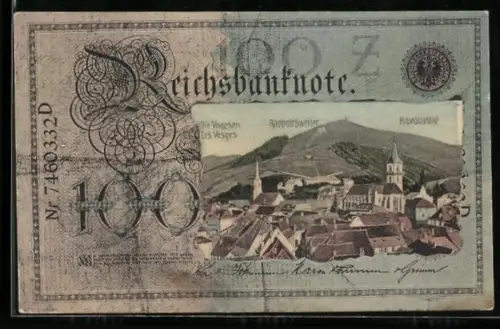 AK Rapporsweiler /Vogesen, Geldschein 100 Mark