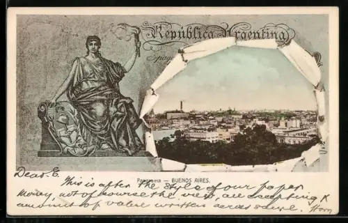 AK Buenos Aires, Panorama, Geldscheinpassepartout