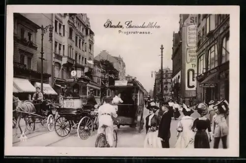 AK Dresden, Grosstadtleben, Pragerstrasse