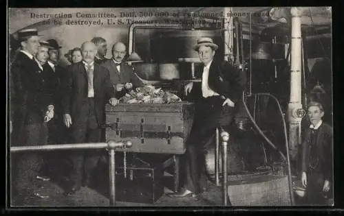 AK Washington D.C., U.S. Treasury, Destruction Committee about to destroy $500.000 of condemned money, Geld