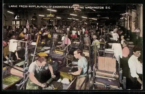 AK Washington D.C., Bureau of Engraving and Printing, Large Press Room, Geld