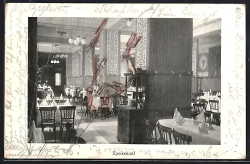 AK Wien, Josef Dörners Restaurant St. Hubertus, Speisesaal, Mariahilferstrasse 49