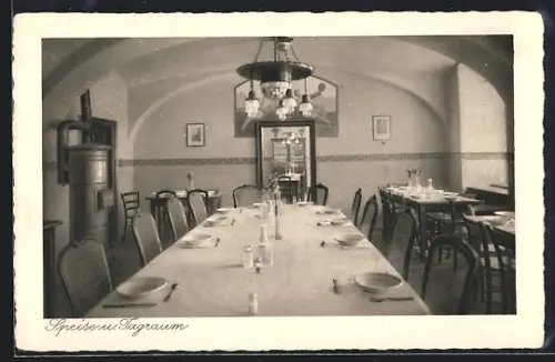 AK Wien, Schülerherberge des Stadtschulrates, Untere Augartenstrasse 3, Speise- und Tagraum, Innenansicht