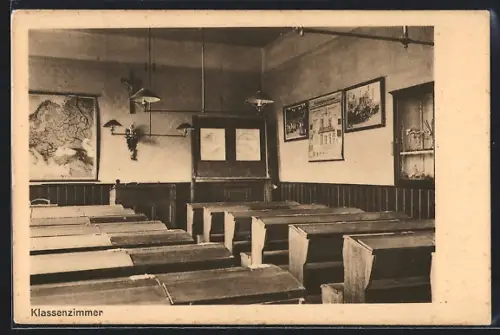 AK Wien, Pensionat Unserer Lieben Frau von Sion, Burggasse 37, Klassenzimmer, Innenansicht