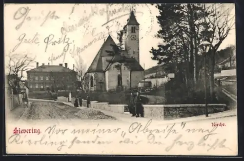 AK Sievering, Kirche mit Strassenpartie