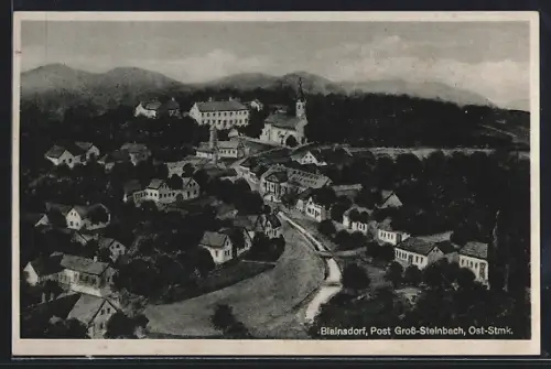 Künstler-AK Blaindorf /Gross-Steinbach, Strassenpartie mit Kirche