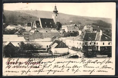 AK Anzbach bei Neulengbach, Strassenpartie mit Kirche