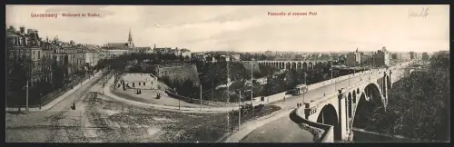 Klapp-AK Luxembourg, Boulevard du Viaduc, Passerelle et nouveau Pont