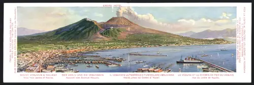 Klapp-AK Neapel, Ansicht des Hafens mit Vulkan Vesuv, Dampfer