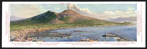 Klapp-AK Neapel, Ansicht des Hafens mit Vulkan Vesuv, Dampfer