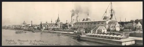 Klapp-AK Düsseldorf, Rheinansicht der Ausstellung