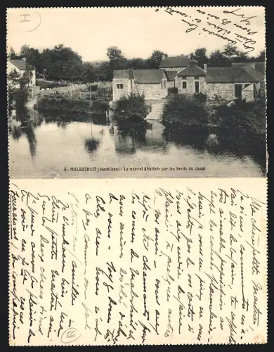 Klapp-AK Malestroit /Morbihan, L`écluse de Foveno et le nouvel Abattoir sur les bords du canal