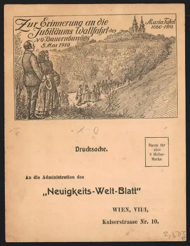 Klapp-AK Maria Taferl, Jubiläum der Wallfahrt des Bauernbundes am 5. Mai 1910