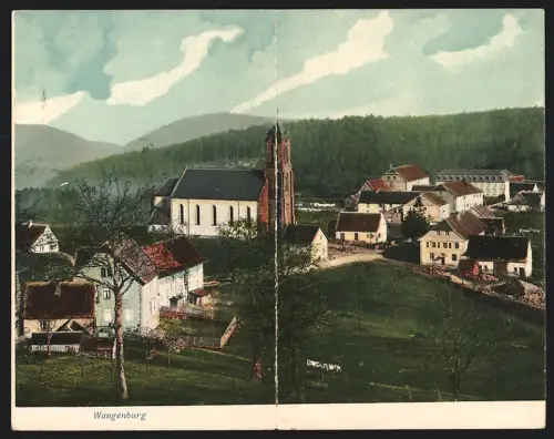 Klapp-AK Wangenburg, Teilansicht des Ortes mit Umgebung