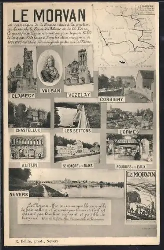 AK Nevers /Le Morvan, Vues de Clamecy, Vézelay, Autun et autres sites remarquables