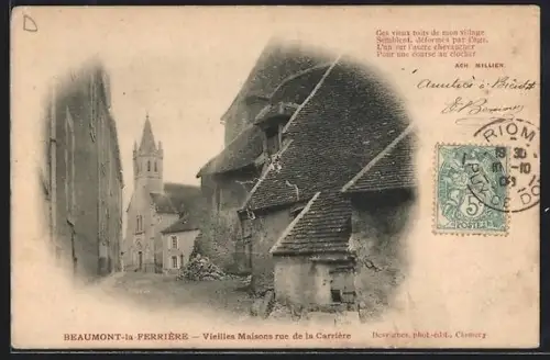 AK Beaumont-la-Ferrière, Vieilles Maisons rue de la Carrière