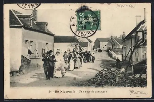 AK Raveau, Une noce de campagne dans la rue principale