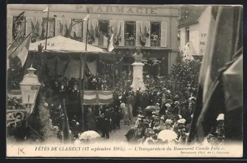 AK Clamecy, Inauguration du Monument Claude Tillier lors des fêtes du 17 septembre 1913