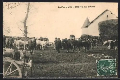 AK St-Honoré-les-Bains, La Foire avec des bovins et des villageois