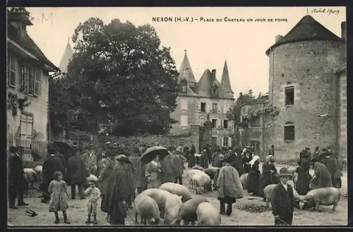 AK Nexon /H.-V., Place du Château un jour de foire