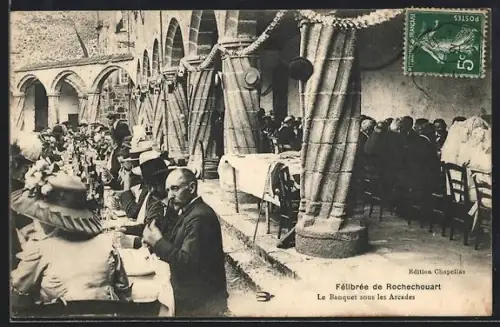 AK Rochechouart, Félibrée de Rochechouart, Le Banquet sous les Arcades