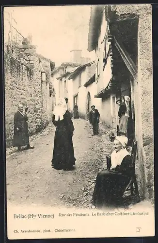AK Bellac, Rue des Penitents, Le Barbichet Coiffure Limousine