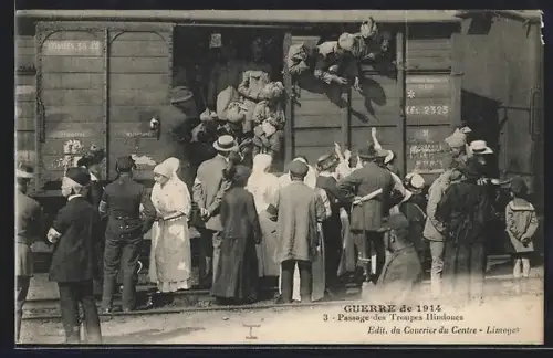 AK Limoges, Guerre de 1914, Passage des Troupes Hindoues