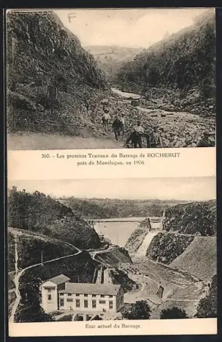 AK Mazirat, Les premiers travaux du Barrage de Rochebut en 1906 et son état actuel