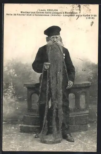 AK Montlucon, Louis Coulon avec sa barbe exceptionnelle aux usines Saint-Jacques à Montlucon
