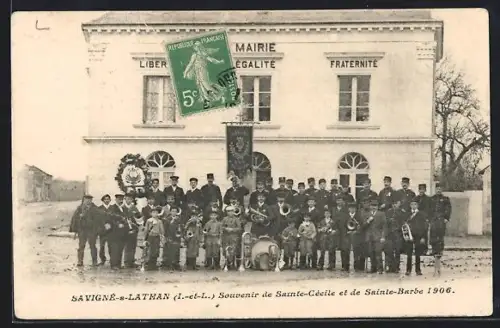AK Savigné-s.-Lathan /I.-et-L., Souvenir de Sainte-Cécile et de Sainte-Barbe 1906