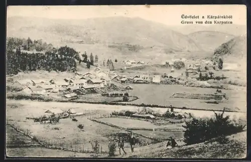 AK Munkacs /Karpaten, Gesamtansicht aus der Vogelschau