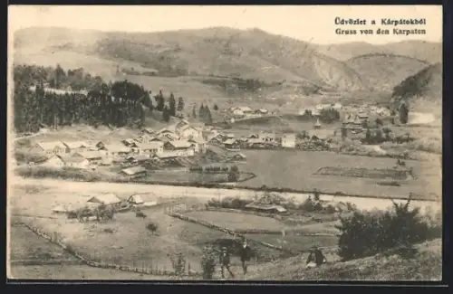 AK Munkacs /Karpaten, Totalansicht aus der Vogelschau