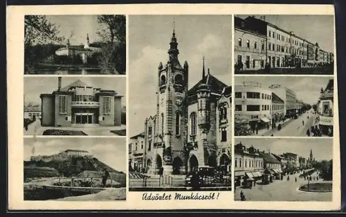 AK Munkács, Kloster, Brücke, Strassenpartie