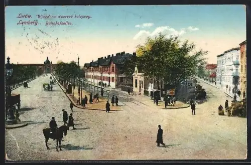 AK Lemberg, Bahnhofsallee aus der Vogelschau