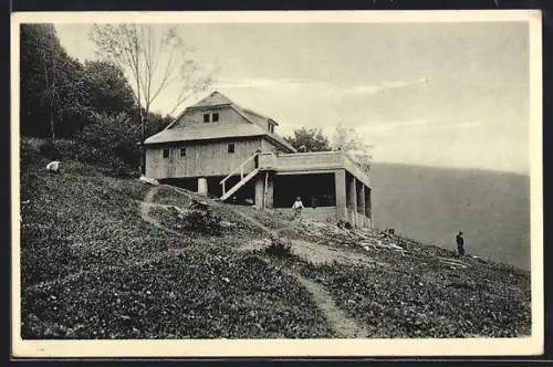 AK Zánka Kúpele /Podk. Rus., Panorama mit Holzhaus