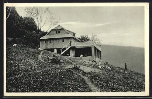 AK Zánka Kúpele /Podk. Rus., Panorama mit Holzhaus