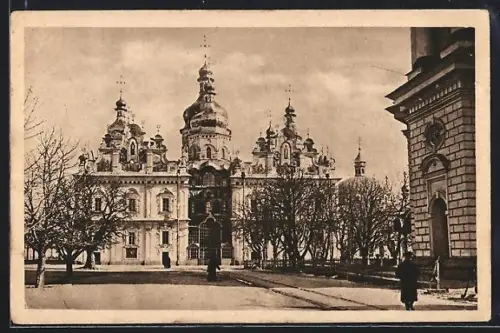 AK Kiew, Klosterkirche mit Strassenpartie