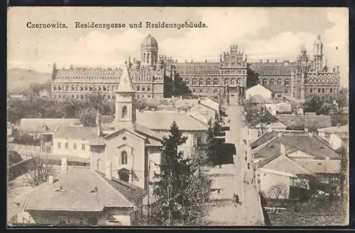 AK Czernowitz, Residenzgasse und Residenzgebäude
