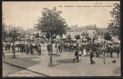 AK Nantes, Place Viarmes, Marché aux chevaux