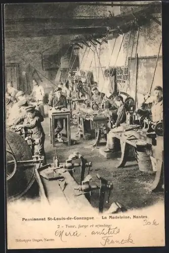 AK Nantes, Atelier de forge et ajustage au Pensionnat St-Louis-de-Gonzague