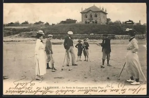 AK La Bernerie, La Partie de Croquet sur la petite Plage